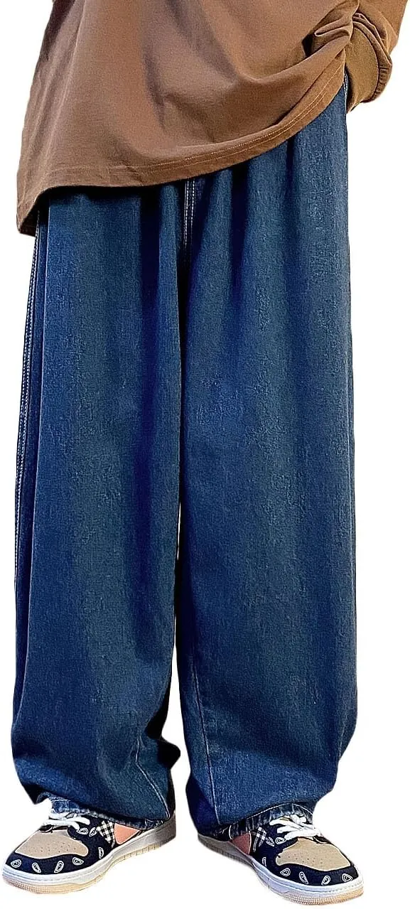Nutriangee Men's Loose Fit Baggy Jeans Casual Streetwear Wide Leg Hip Hop Oversized Denim Pants