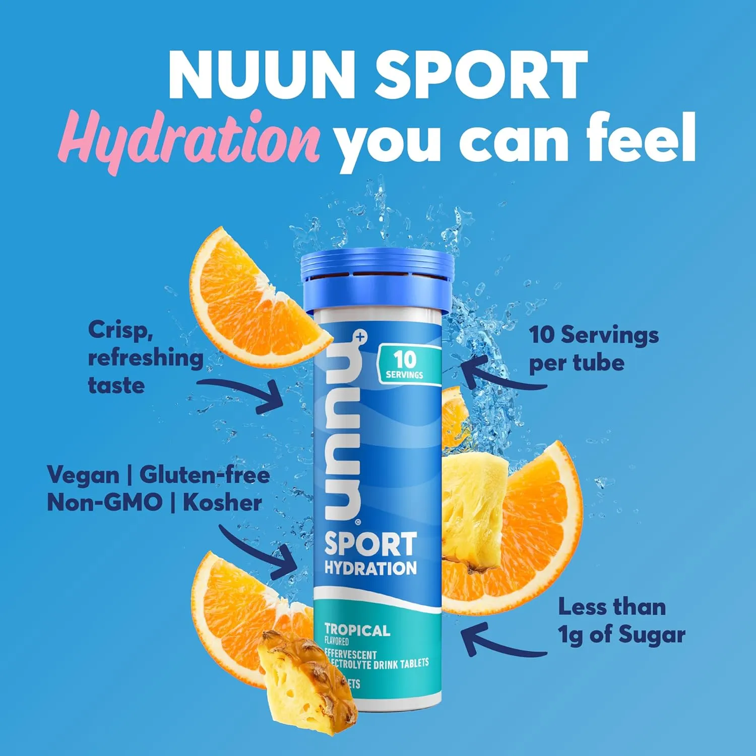 Nuun Sport Electrolyte Tablets with Magnesium, Calcium, Potassium, Chloride & Sodium, Gluten Free & Vegan, Mixed Flavors, 4 Pack (40 Servings Total)