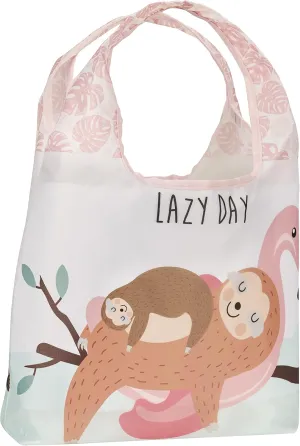 O-WITZ Reusable Grocery Bags | Vibrant Tote Bag For Groceries, Gym, Beach Gear, Toys & More | Washable Design With Large Handles For Maximum Convenience | Folds Into A Small Pouch, Sloth Pink