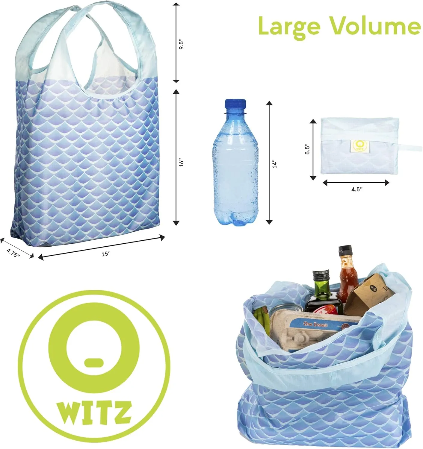 O-WITZ Reusable Grocery Bags | Vibrant Tote Bag For Groceries, Gym, Office, Beach & More | Washable Design With Large Handles For Maximum Convenience | Folds Into A Small Pouch, 5 Pack, Animal Vibes