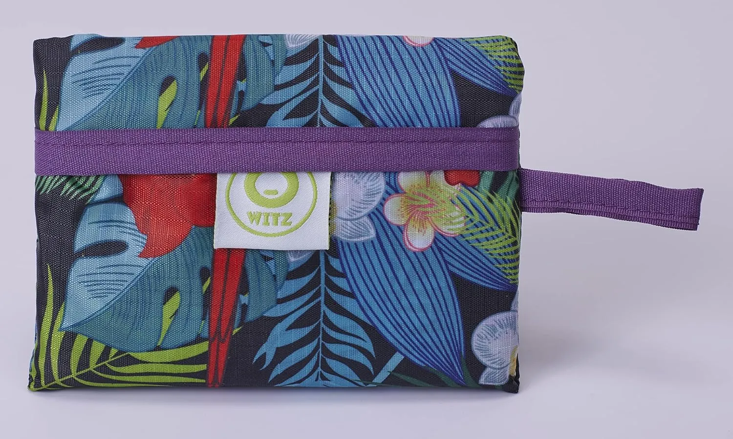 O-WITZ Reusable Grocery Bags | Vibrant Tote Bag For Groceries, Gym, Office, Beach, Toys & More | Washable Design With Large Handles For Maximum Convenience | Folds Into A Small Pouch, Parrots purple