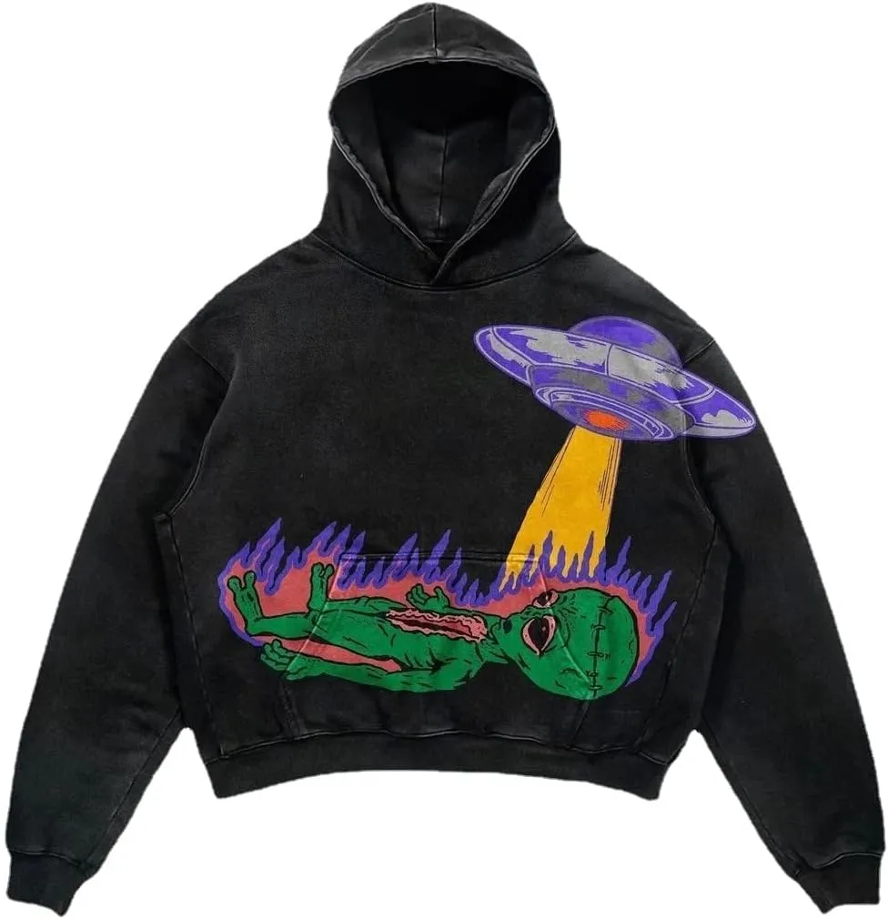 Obenie Halloween Y2K Hoodie Gothic Casual Alphabet Blast Print Pattern Skull Fashion Hoodie Men Harajuku Men Clothing