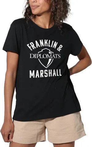 Official Collegiate Large Distressed Logo Women's Apparel Loose T-Shirt Collection, Black