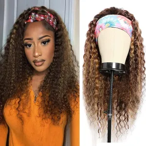 Ombre Wig Honey Blonde Wig 22 Inch 4/27 Highglight Wig Headband Wig Human Hair Deep Wave Headband Wig Curly Wig Colored Wigs