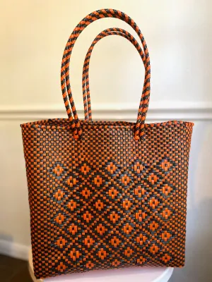 Orange and Black Woven Tote