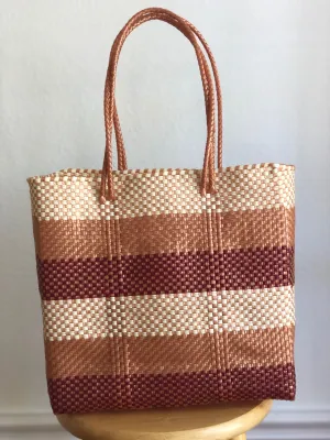 Orange, Maroon and White Woven Tote