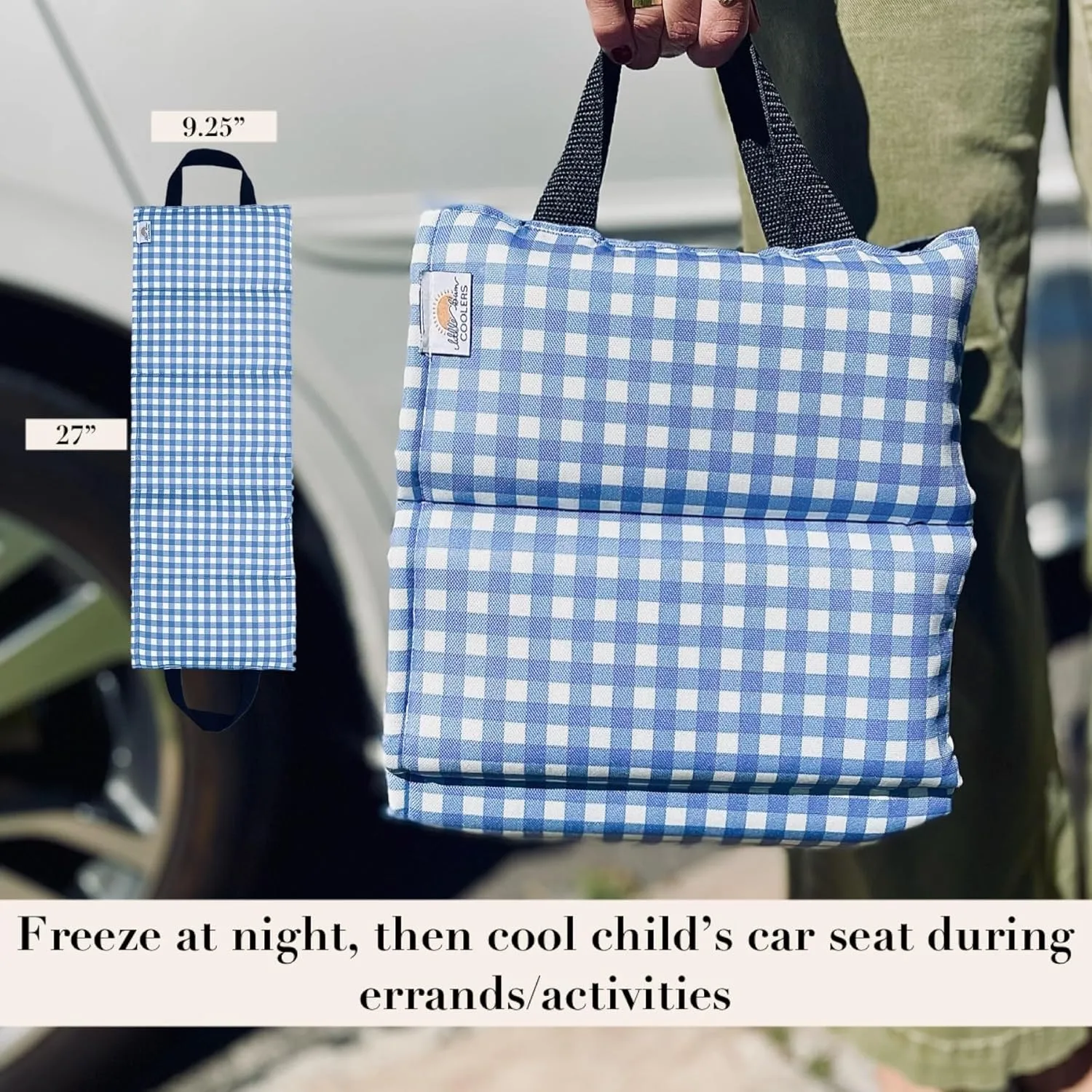 Original Car Seat Cooler Washable Insulated Ice Pack Infant Car Seat Cooling Cushion Mat for Hot Weather Multifunctional Baby Cooling Pad (Gingham)