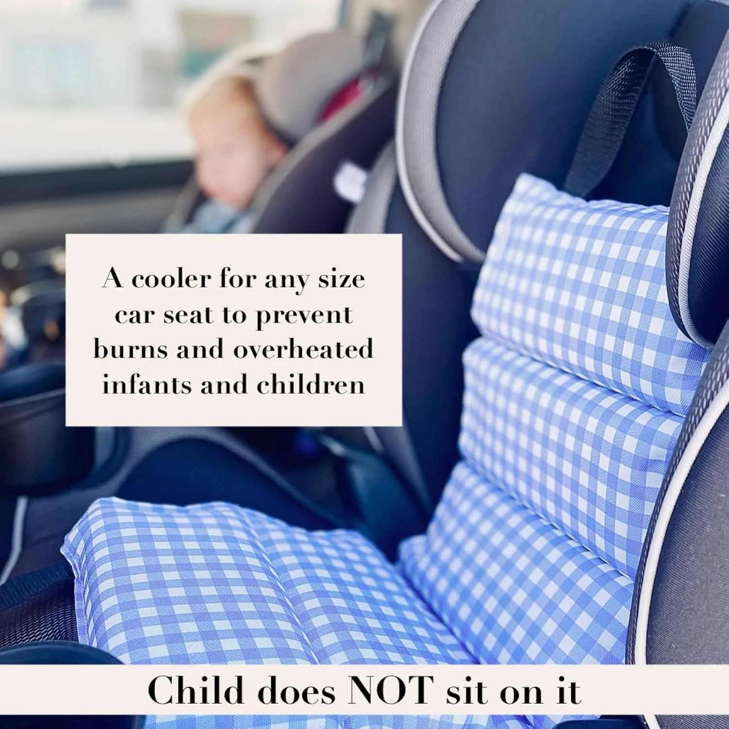 Original Car Seat Cooler Washable Insulated Ice Pack Infant Car Seat Cooling Cushion Mat for Hot Weather Multifunctional Baby Cooling Pad (Gingham)