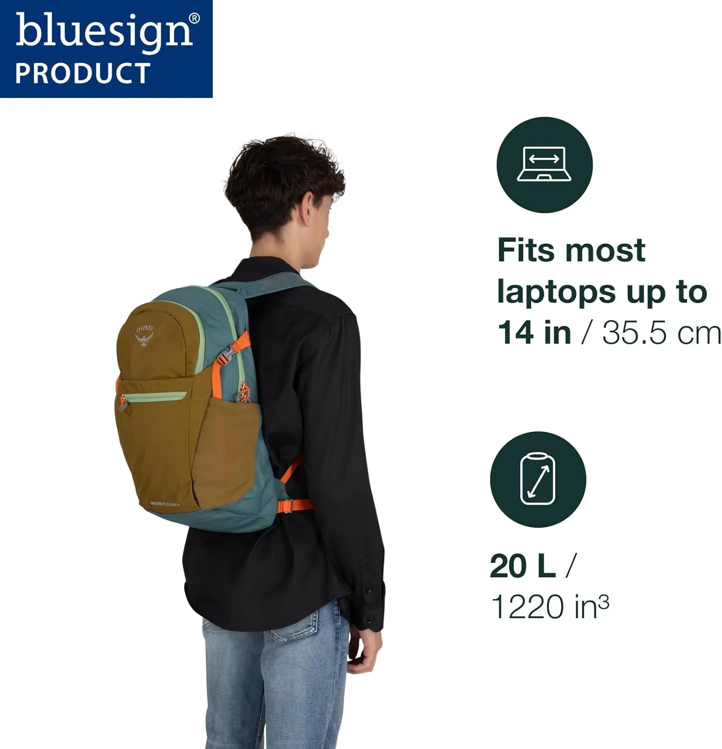 Osprey Daylite Plus Earth Commuter Backpack, Histosol Brown/Cascade Blue