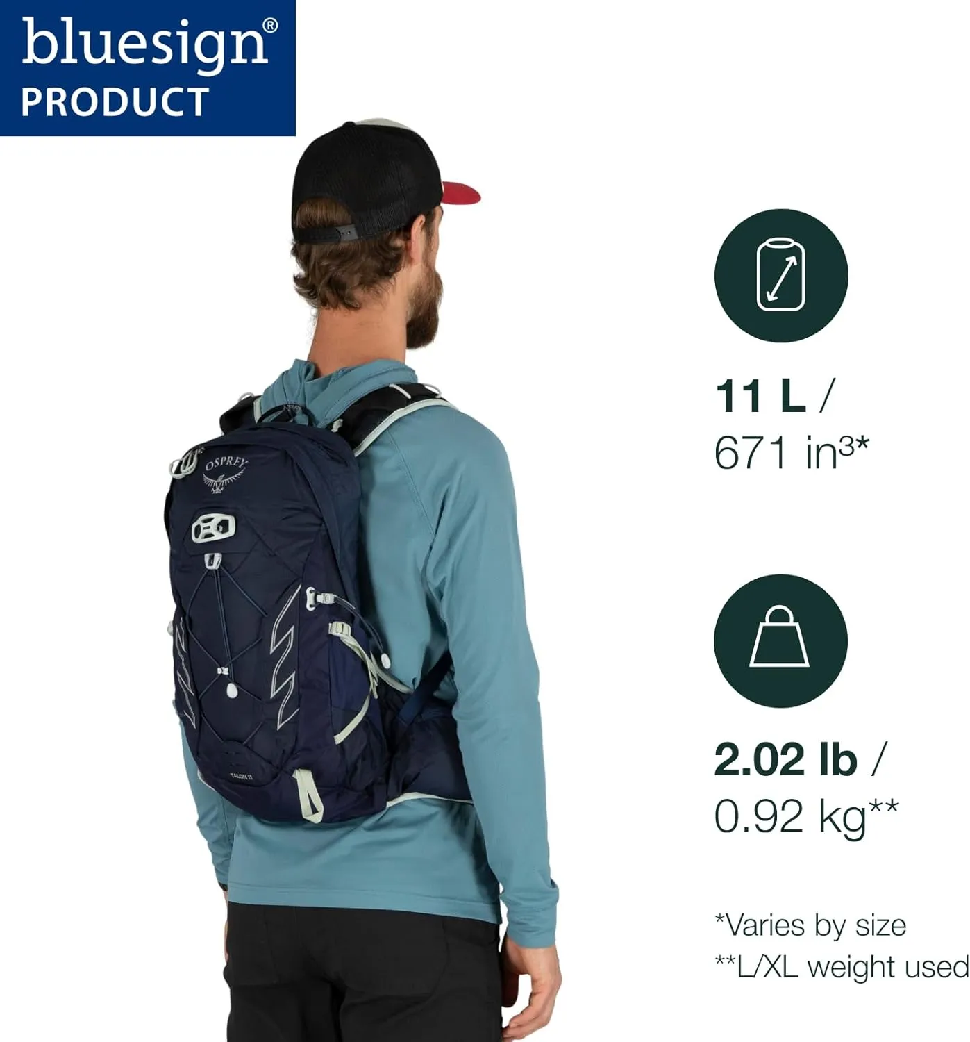 Osprey Talon 11L Men's Hiking Backpack with Hipbelt, Eclipse Grey, S/M