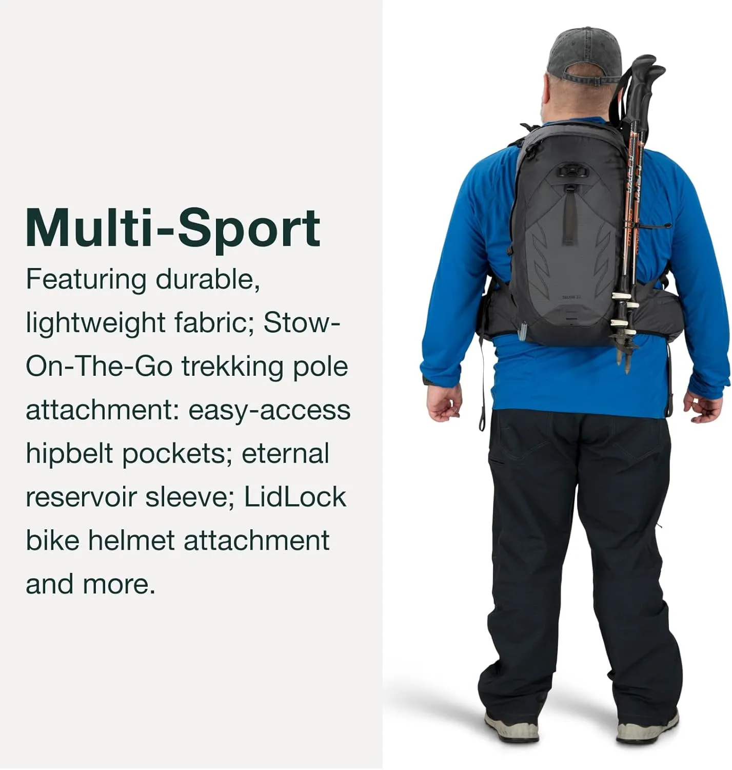 Osprey Talon 22L Men's Hiking Backpack with Hipbelt, Eclipse Grey, L/XL, Extended Fit