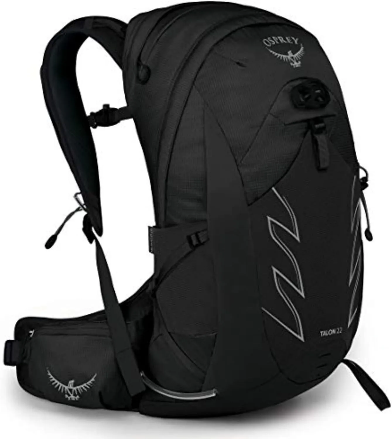 Osprey Talon 22L Men's Hiking Backpack with Hipbelt, Stealth Black, S/M