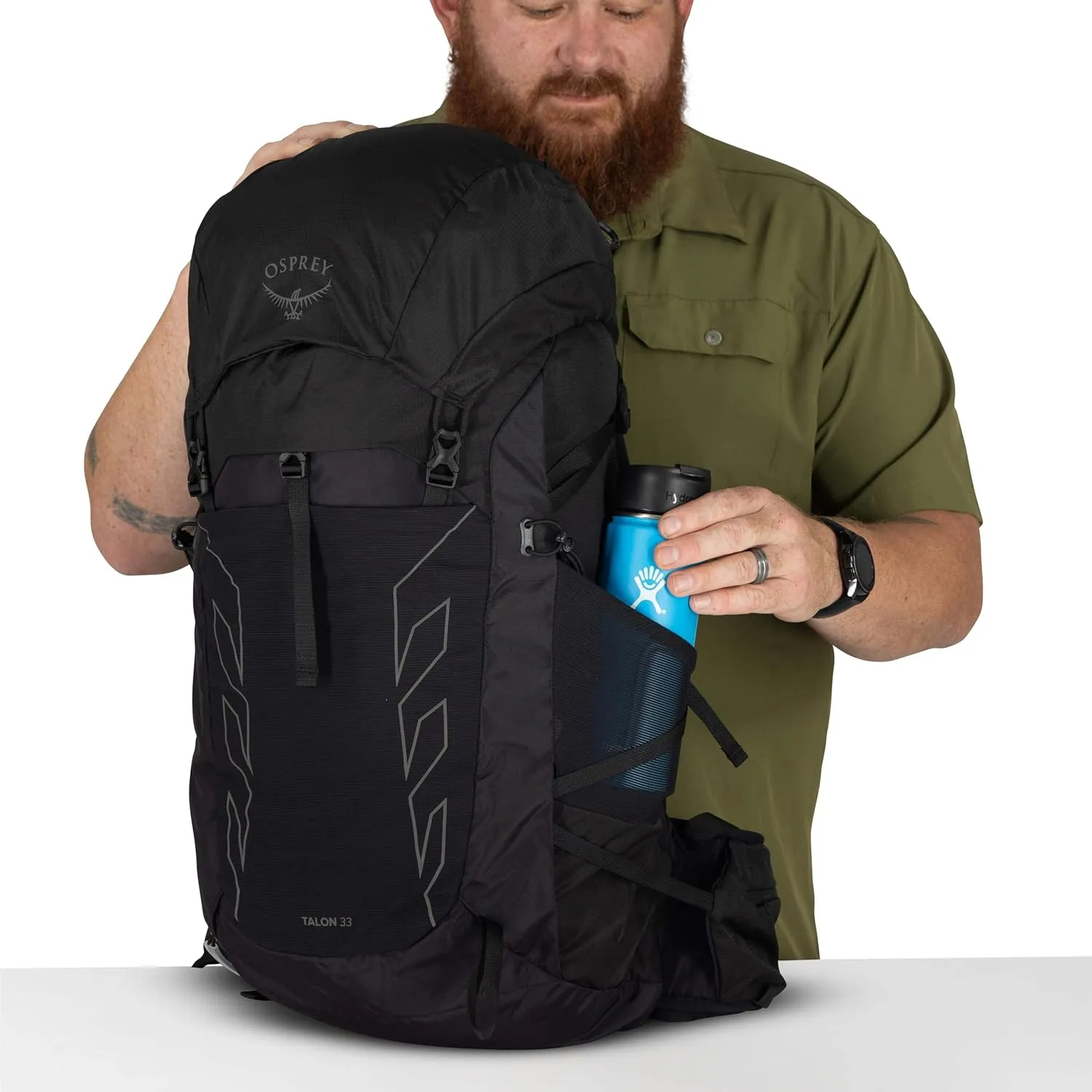 Osprey Talon 33L Men's Lightweight Hiking Backpack with Hipbelt, Black/Coal Grey, Extended Fit
