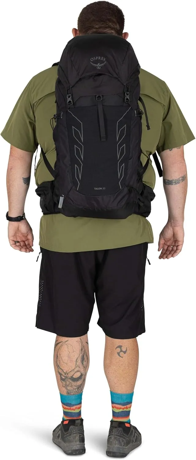 Osprey Talon 33L Men's Lightweight Hiking Backpack with Hipbelt, Black/Coal Grey, Extended Fit