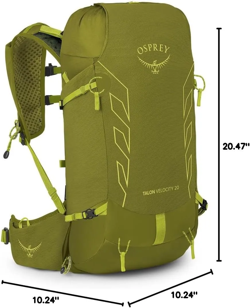 Osprey Talon Velocity 20L Men's Hiking Backpack, Matcha Green/Lemongrass, L/XL