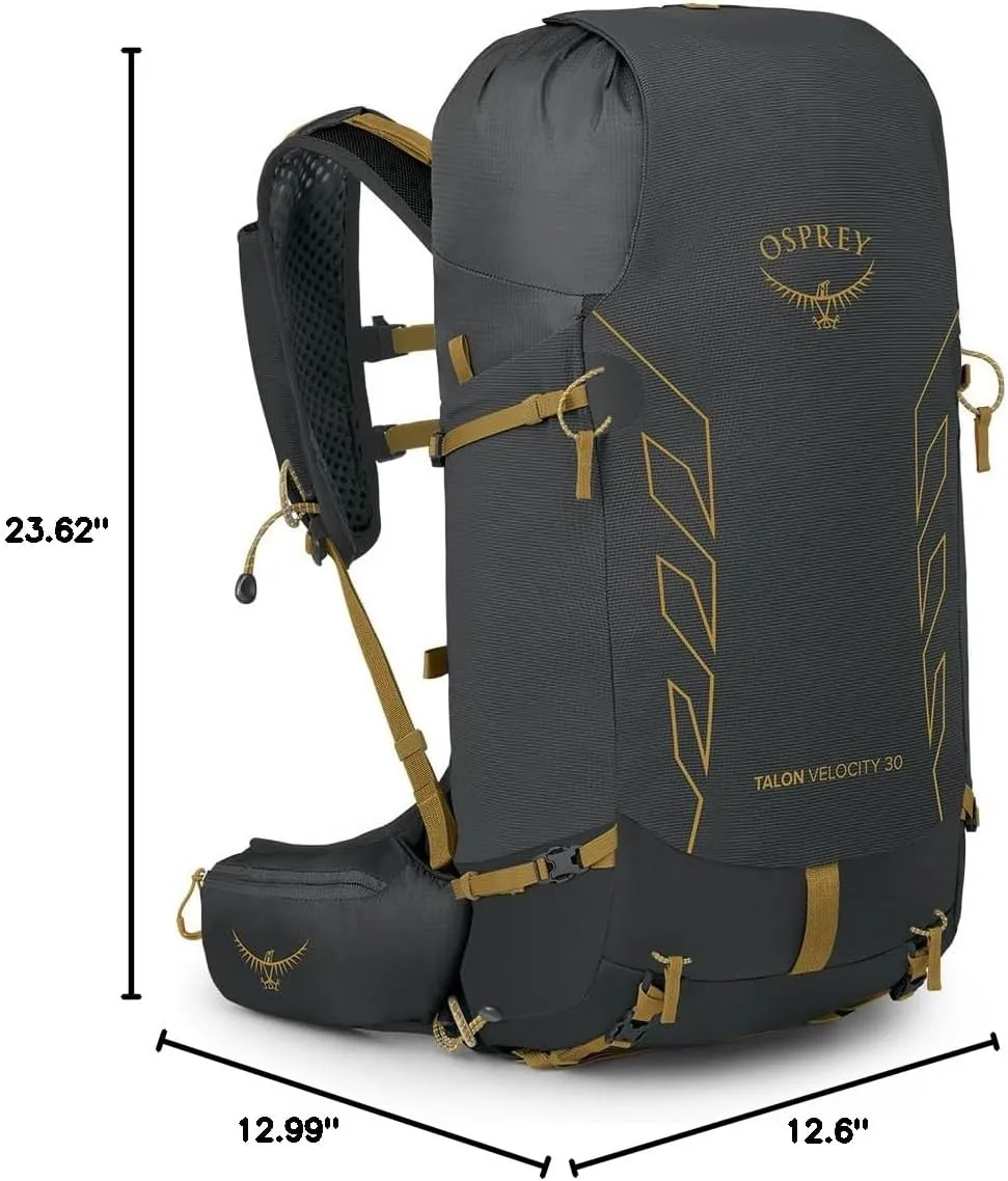 Osprey Talon Velocity 30L Men's Hiking Backpack, Dark Charcoal/Tumbleweed, L/XL
