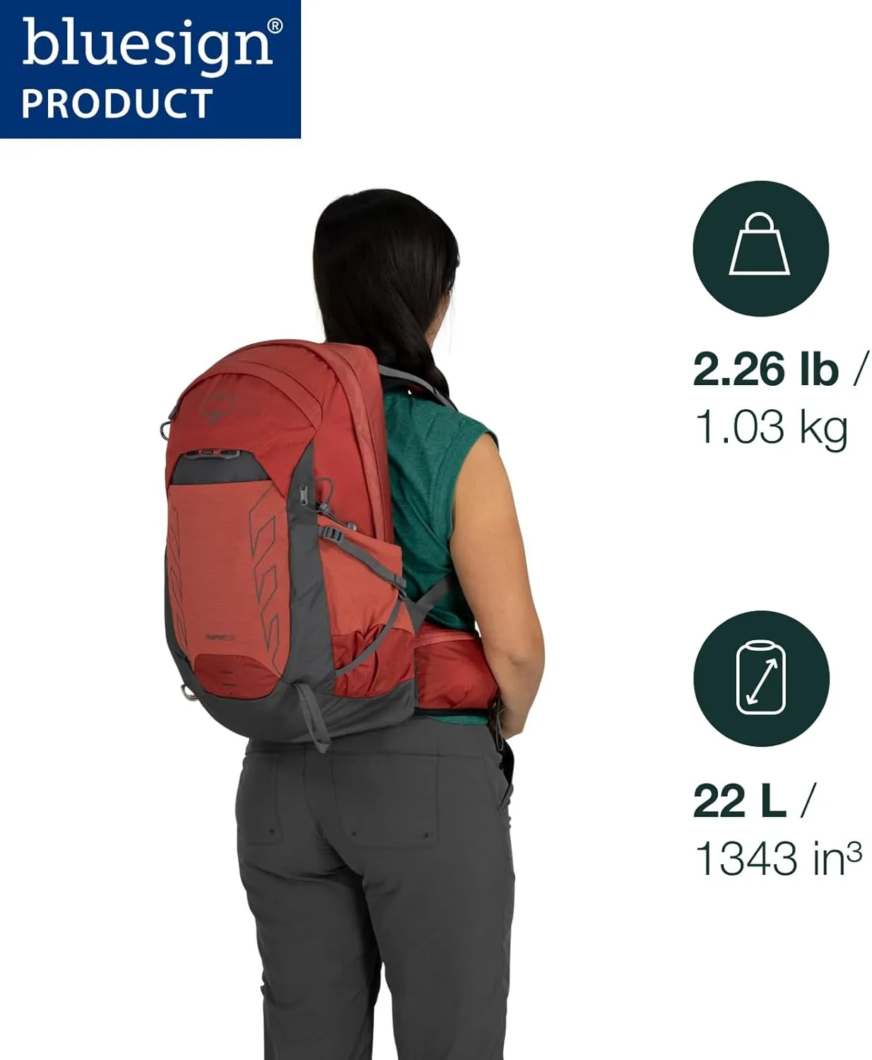 Osprey Tempest 22L Women's Lightweight Hiking Backpack with Hipbelt, Black/Coal Grey