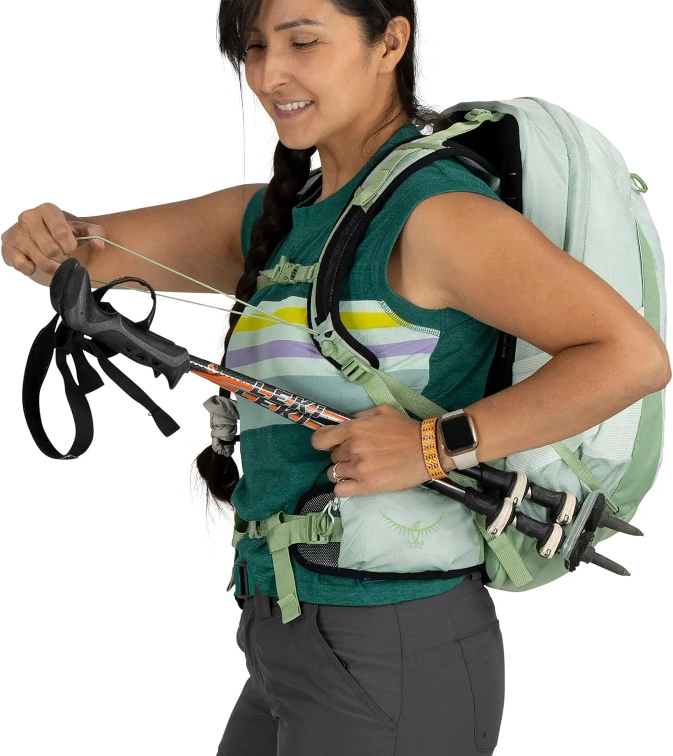 Osprey Tempest 22L Women's Lightweight Hiking Backpack with Hipbelt, Frosty Mint Green/Botanica