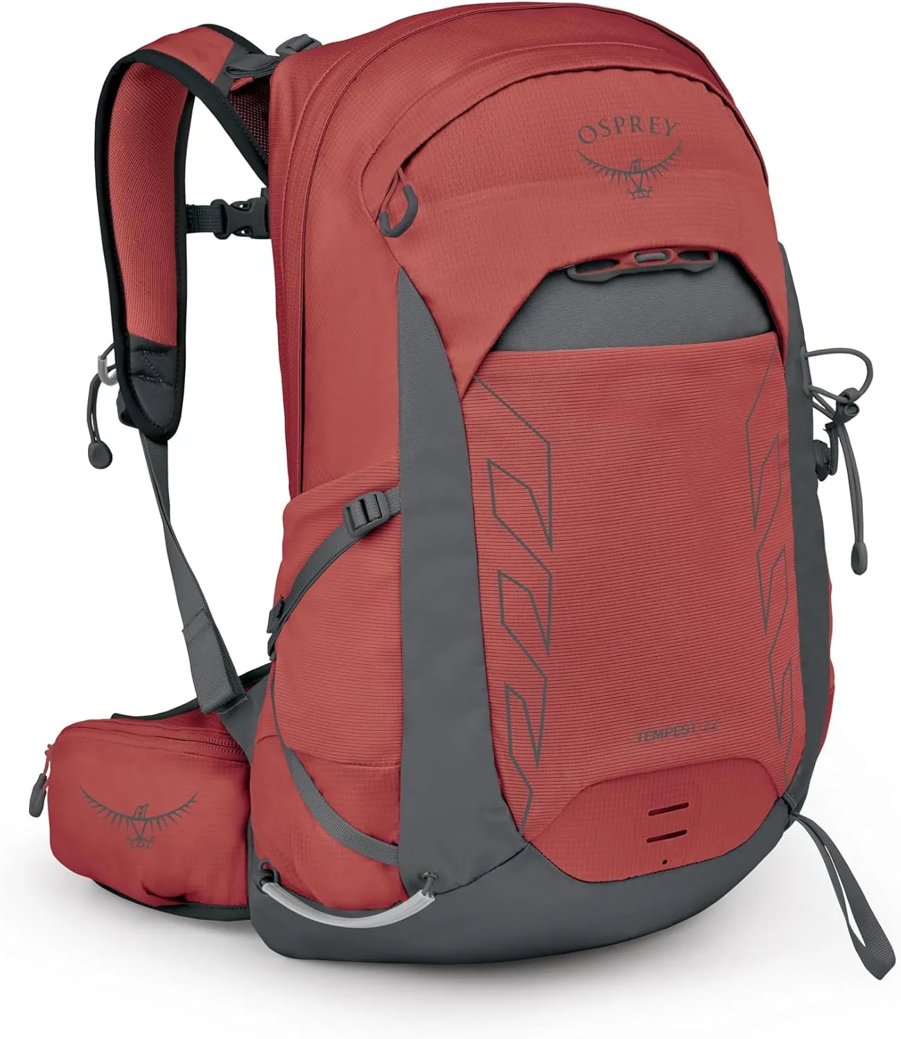 Osprey Tempest 22L Women's Lightweight Hiking Backpack with Hipbelt, Red Pampas/Coal Grey