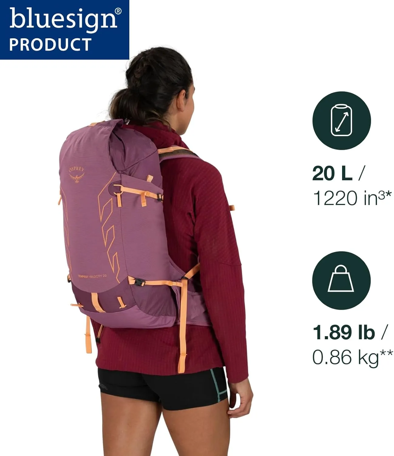 Osprey Tempest Velocity 20L Women's Hiking Backpack, Pashmina/Melon, WXS/S