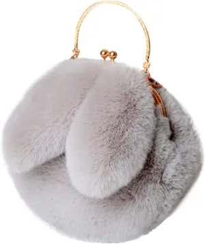 Outdoor Cute Ladies Shoulder Bag Casual Shopping Messenger Bag Round Cat Ear Plush Handbag Womens Small (One Size)