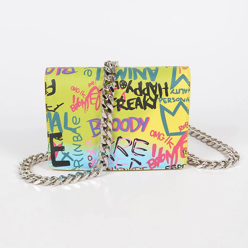 Oversized Chain Graffiti Cross Body Bag