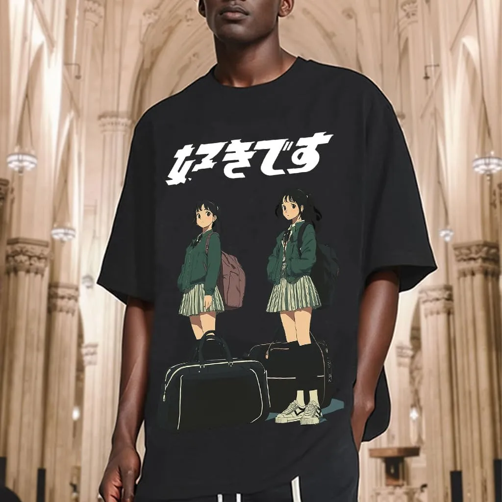 Oversized Graphic Tees Men Vintage Y2K Print Shirts Streetwear Unisex Harajuku T-Shirts
