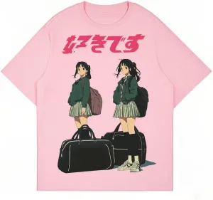 Oversized Graphic Tees Men Vintage Y2K Print Shirts Streetwear Unisex Harajuku T-Shirts