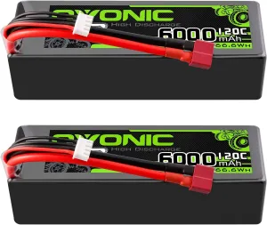 OVONIC 3S LiPo Battery 11.1V 6000mAh 120C with Dean-Style T Plug for RC Car RC Truck Airplane Helicopter Boat Car Racing RC Hobby (2 Packs)