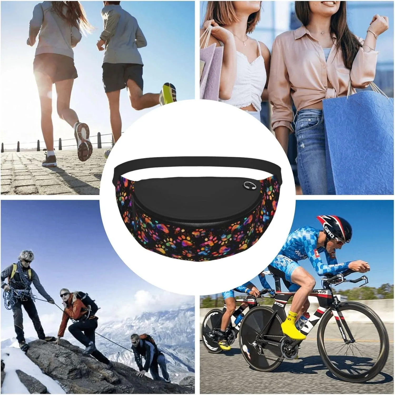 Paw Fanny Pack Waist Bag Adjustable Belt Bag For Men Women Traveling Hiking Cycling Running