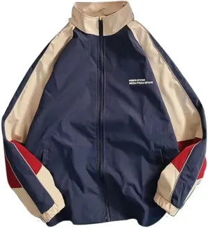 Pbkabiug Vintage Women Jackets Hip Hop Style Patchwork Windbreak Unisex Streetwear Lightweight Jackets Bomber Jackets