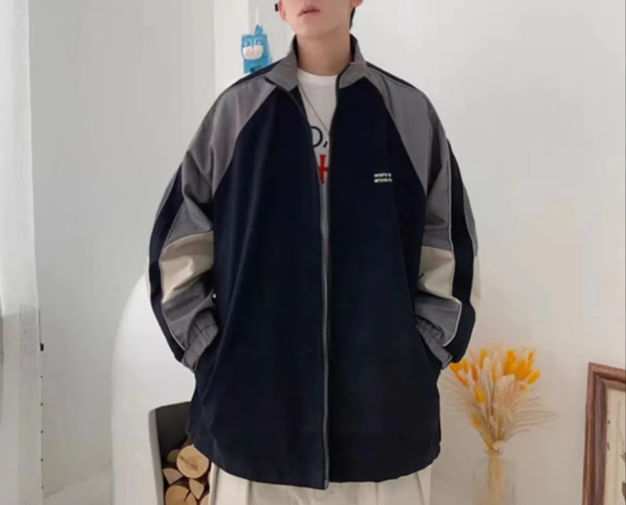 Pbkabiug Vintage Women Jackets Hip Hop Style Patchwork Windbreak Unisex Streetwear Lightweight Jackets Bomber Jackets