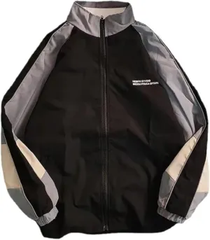 Pbkabiug Vintage Women Jackets Hip Hop Style Patchwork Windbreak Unisex Streetwear Lightweight Jackets Bomber Jackets