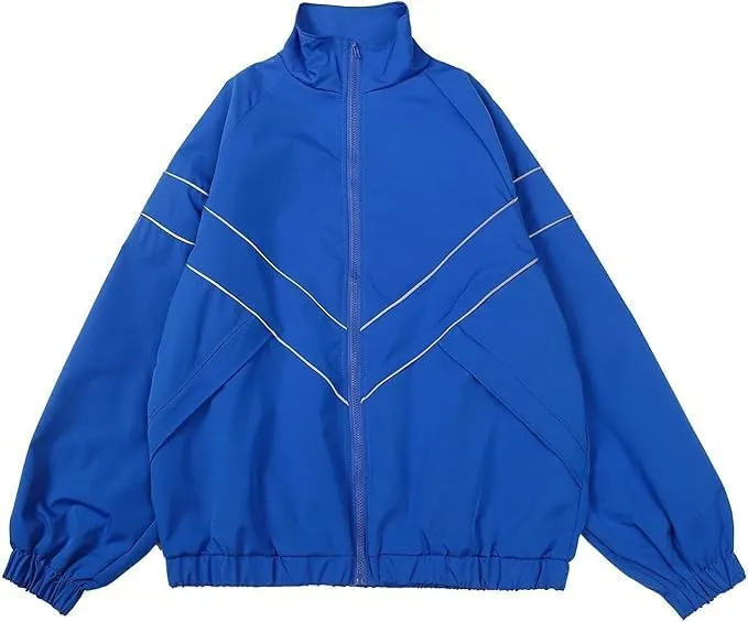 Pbkabiug Vintage Women Jackets Hip Hop Style Patchwork Windbreak Unisex Streetwear Lightweight Jackets Bomber Jackets