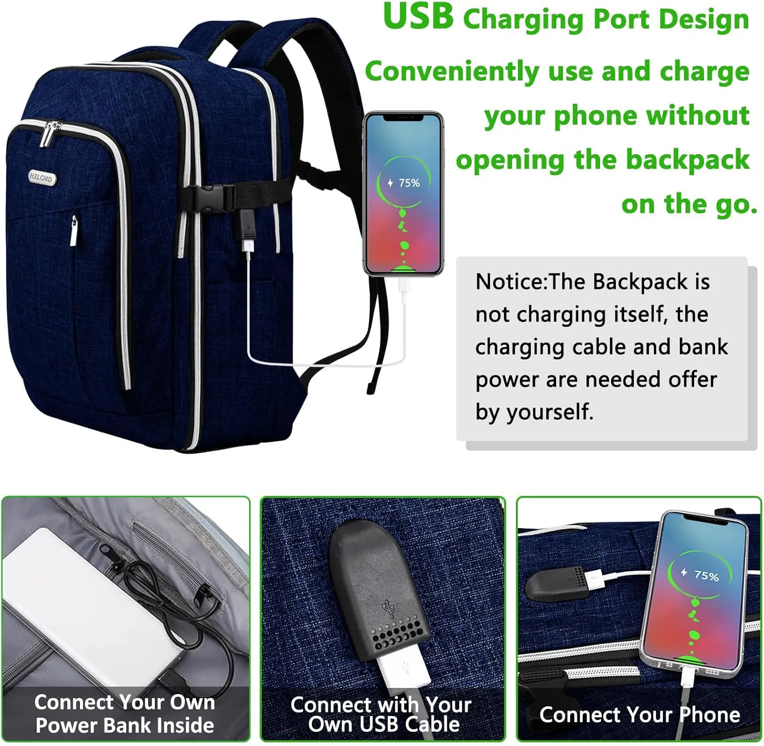 Personal Item Travel Carry On Luggage Backpack for Women Men Flight Approved Casual Weekender Laptop Bag for College Business Outdoors Hiking Water Resistant Lightweight Daypack with USB Charging Port