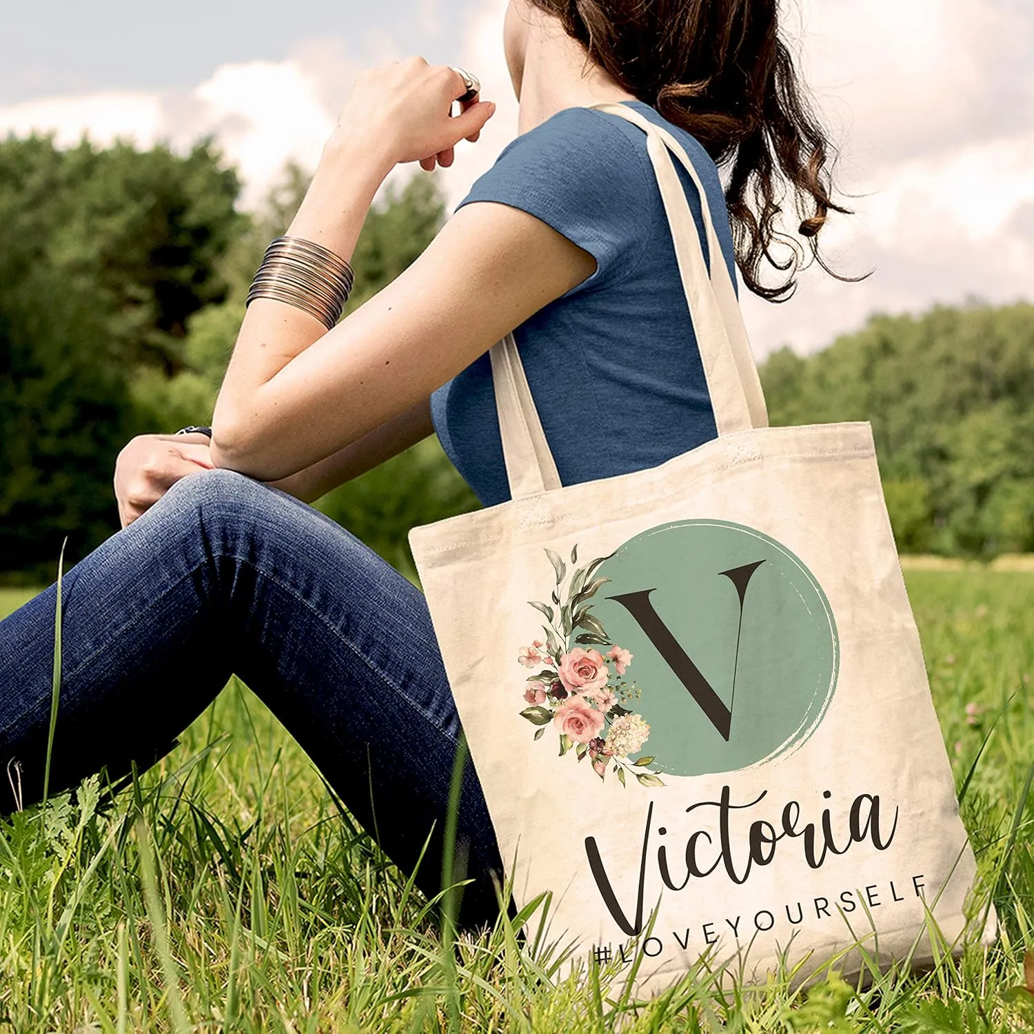 Personalized Initial Tote Bag for Bridesmaid, Customize Brush Totes for Events