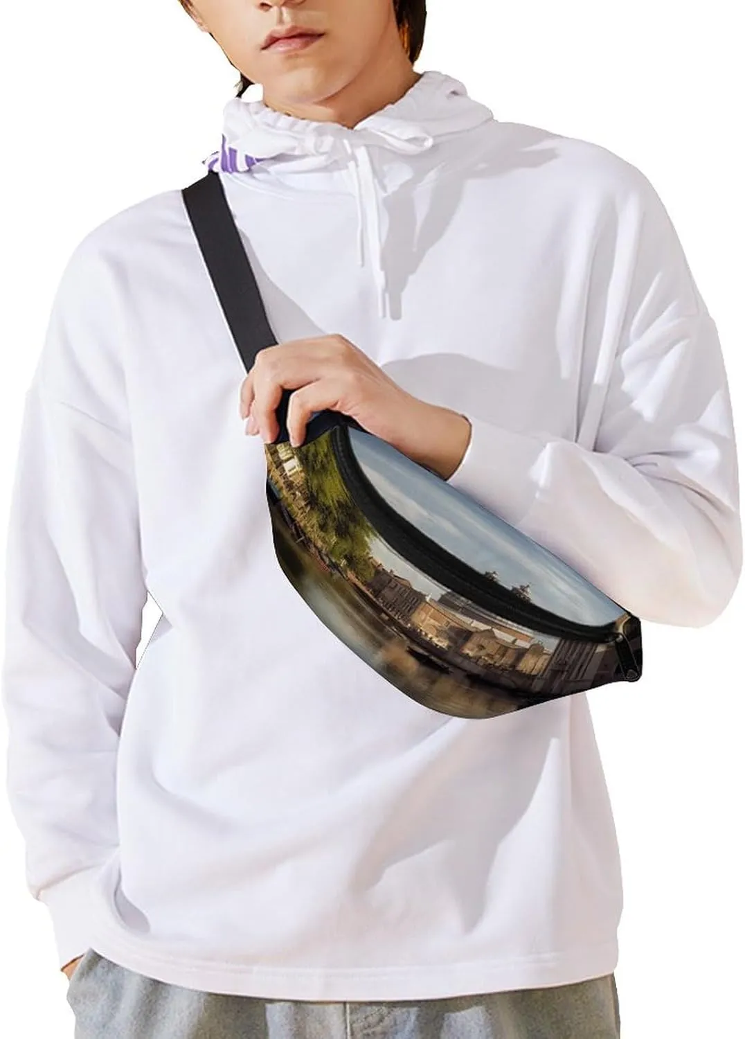 Personalized Waist Packs with Adjustable Strap,Canal And Church CrossBody Fanny Pack Casual Bag for Travel Sports Running Hiking