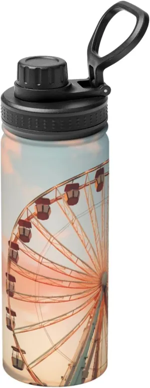 PHAYAH Ferris Wheel Beautiful Sky Camping Hiking Hydration Flask Stainless Steel, Double Walled & Vacuum Insulated Water Bottle