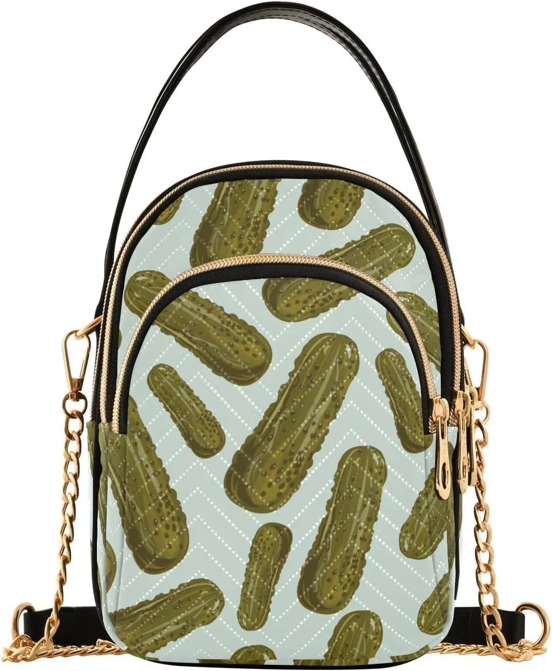 Pickle Cucumber Crossbody Bags for Women Detachable Strap Purses Shoulder Bag Travel Handbags