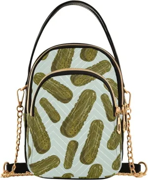 Pickle Cucumber Crossbody Bags for Women Detachable Strap Purses Shoulder Bag Travel Handbags
