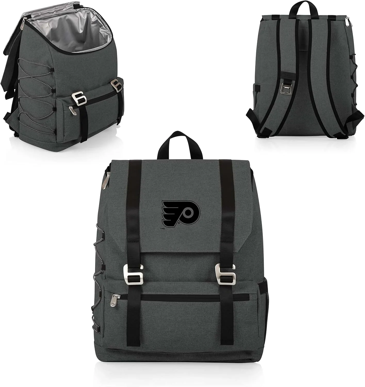 PICNIC TIME NHL Philadelphia Flyers OTG Traverse Backpack Cooler, Soft Cooler Backpack, Hiking Backpack, (Heathered Gray)