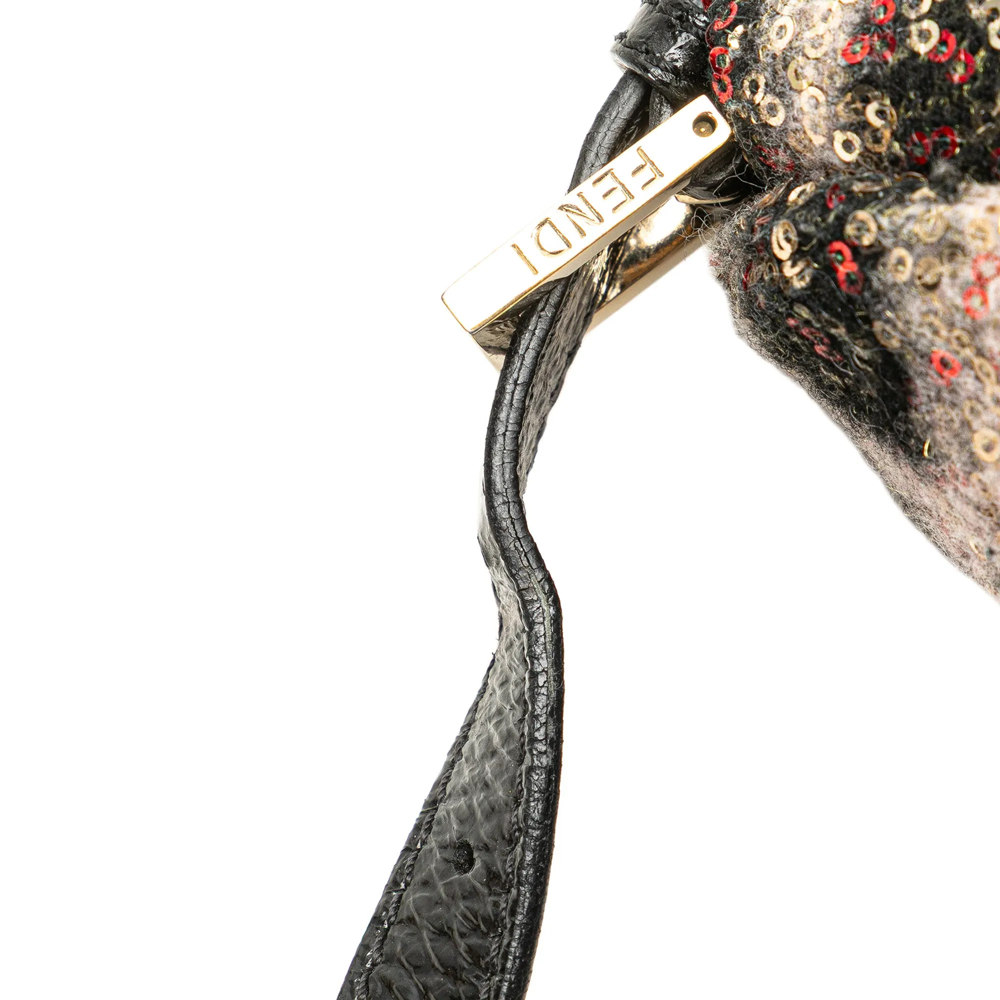 Pink Fendi Zucca Wool Sequined Double Flap Shoulder Bag