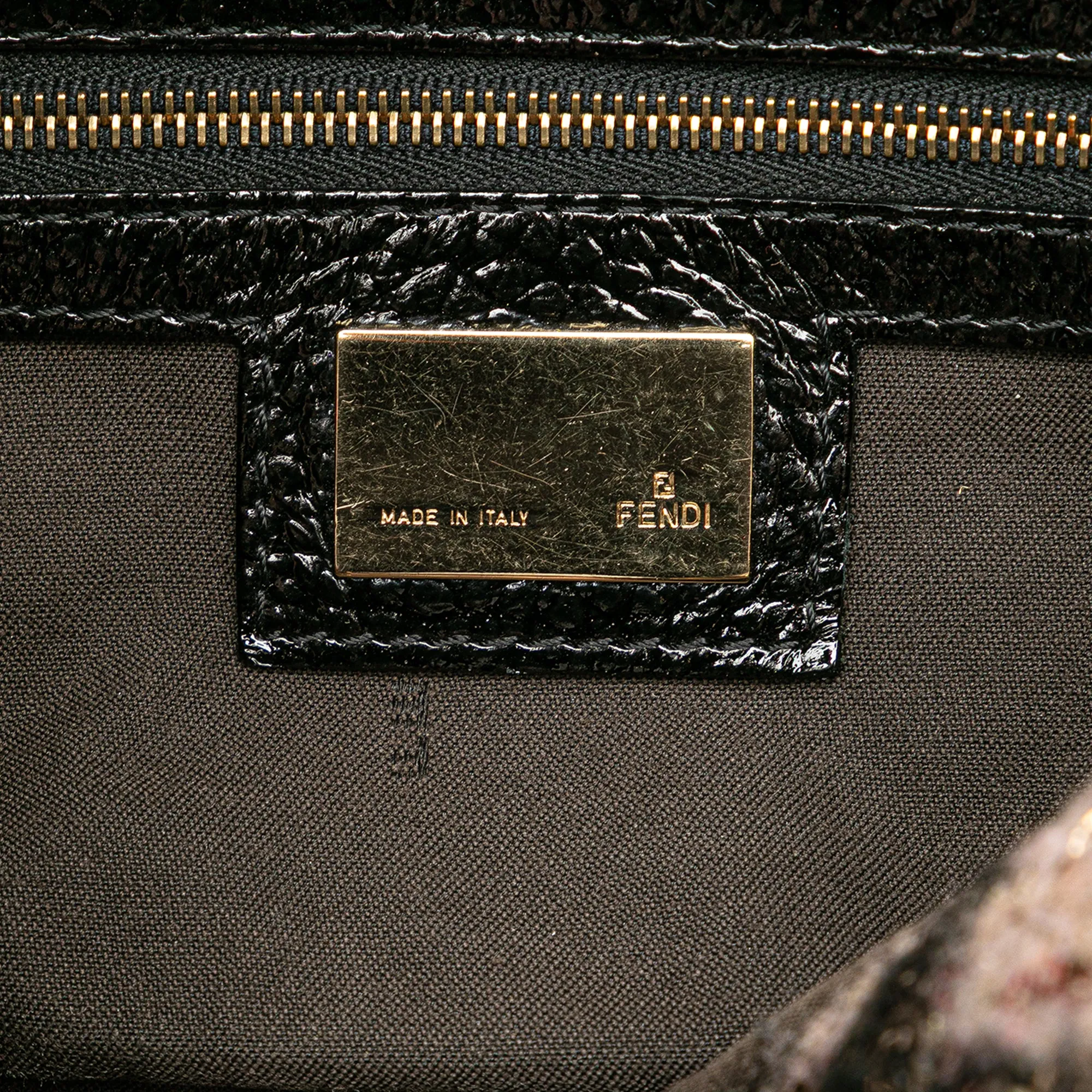 Pink Fendi Zucca Wool Sequined Double Flap Shoulder Bag