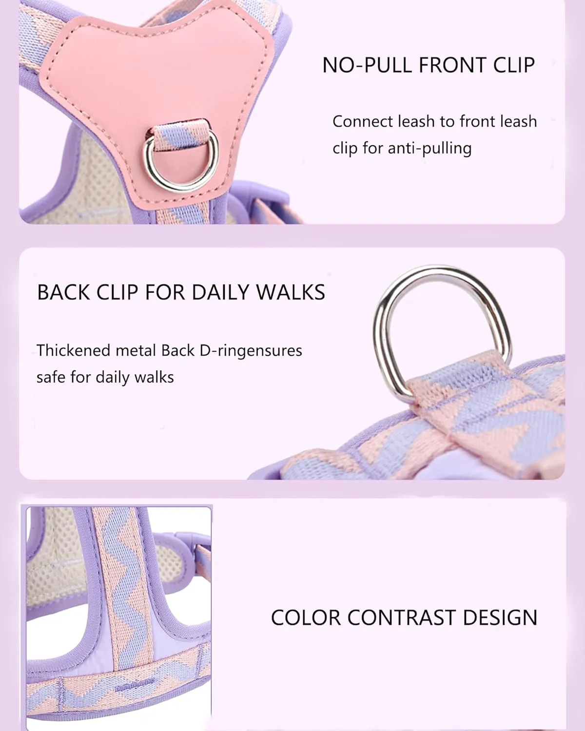 Pink Small Dog Harness for Small Dogs, No Pull Dog Harness with 2 Leash Clips, Easy Walk Dog Harness Small Sized Dog, Puppy Harness for Small Dogs, Dog Vest Harness, puppia Dog Harness (Pink, S)