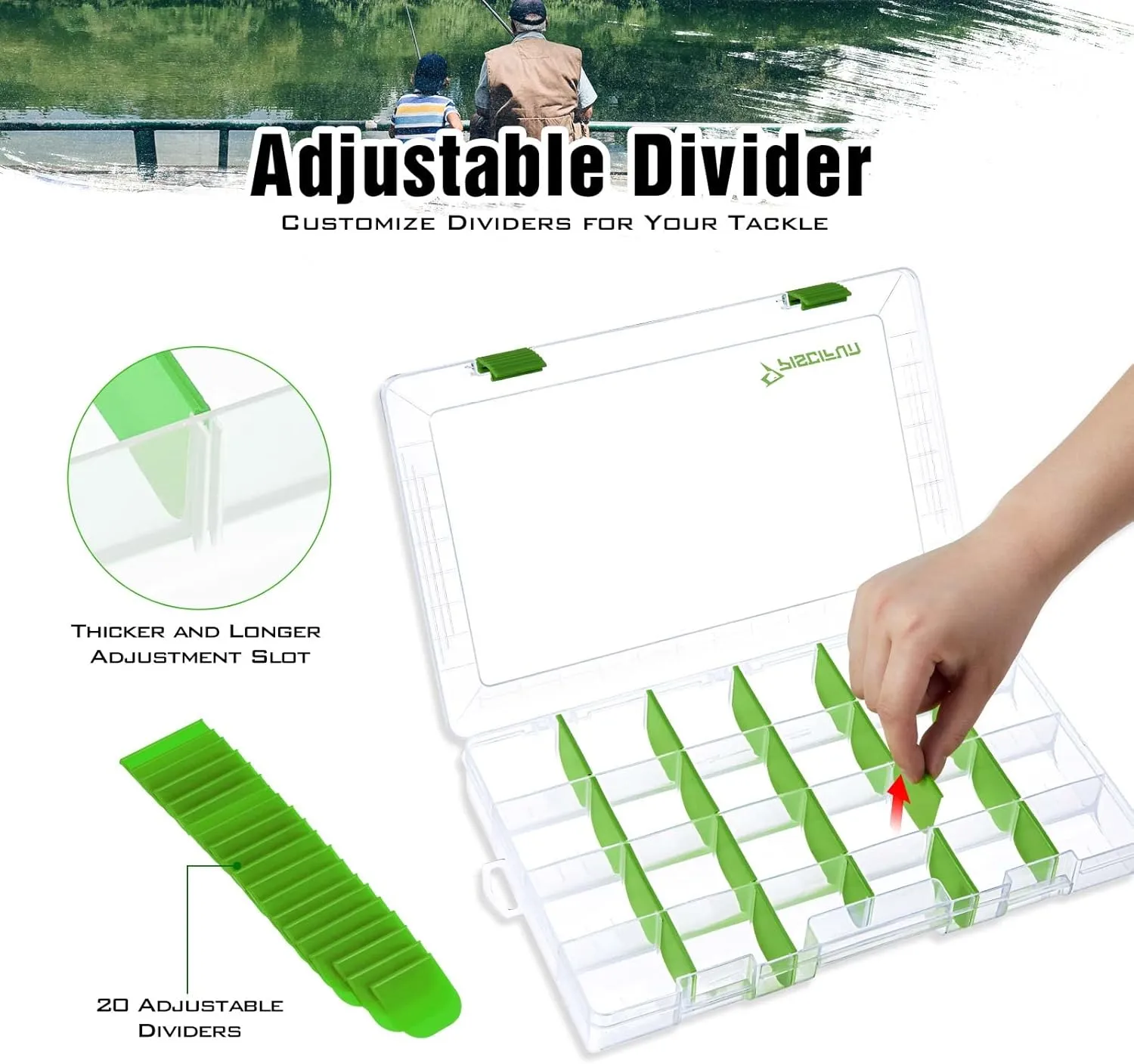Piscifun Fishing Tackle Boxes, Tackle Trays with Waterproof Labels and Removable Dividers, 3600/3700 BPA-Free Plastic Clear Fishing Storage Organizer Boxes for Lures, 2 Packs/ 4 Packs