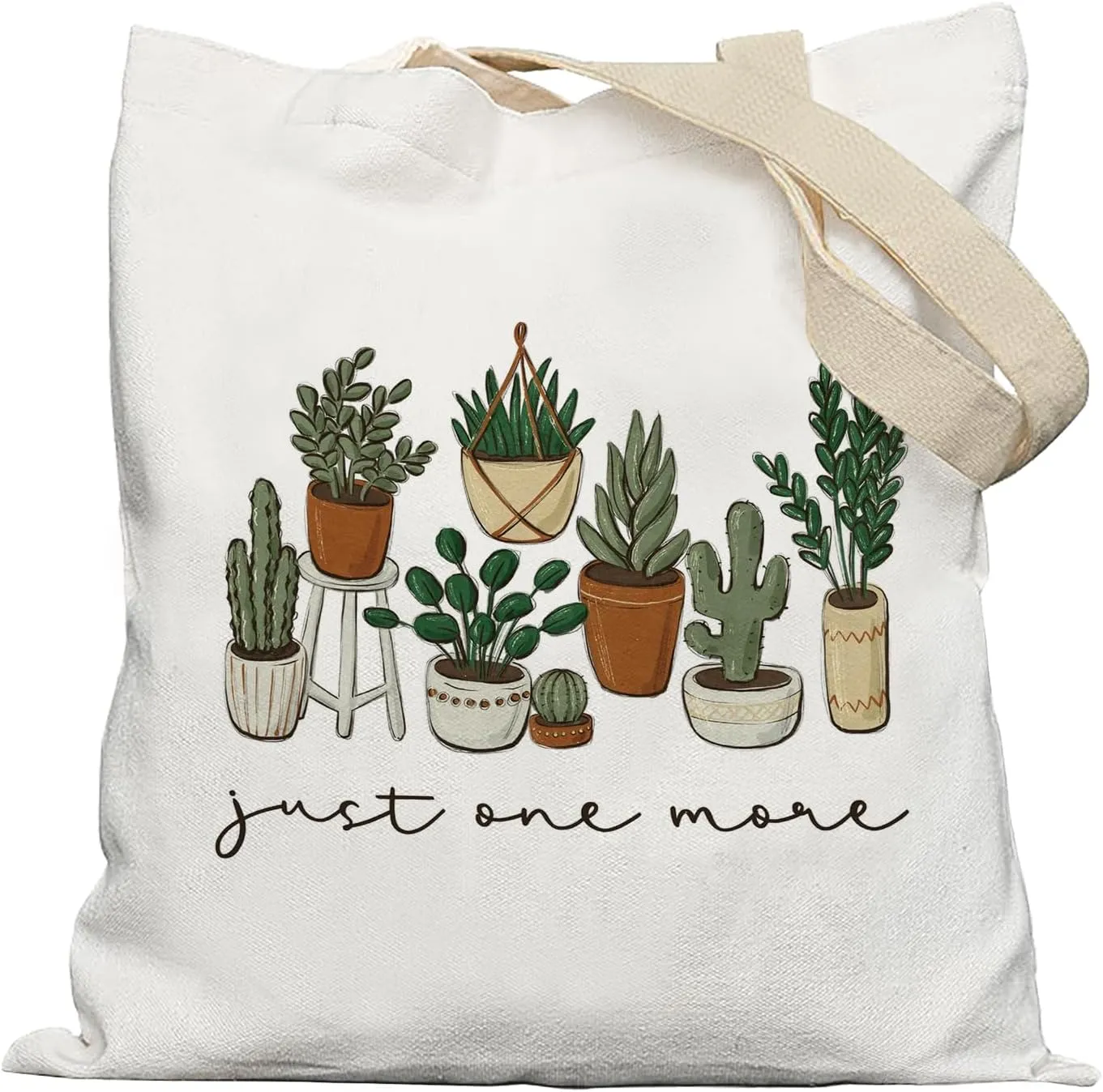 Plant Canvas Tote Bags for Women, Gifts for Plant Lovers, Plant Lover Gifts for Women, Gardener Plant Lover Gifts, Just One More Plant Tote Bag, Reusable Grocery Bags Shopping Bags
