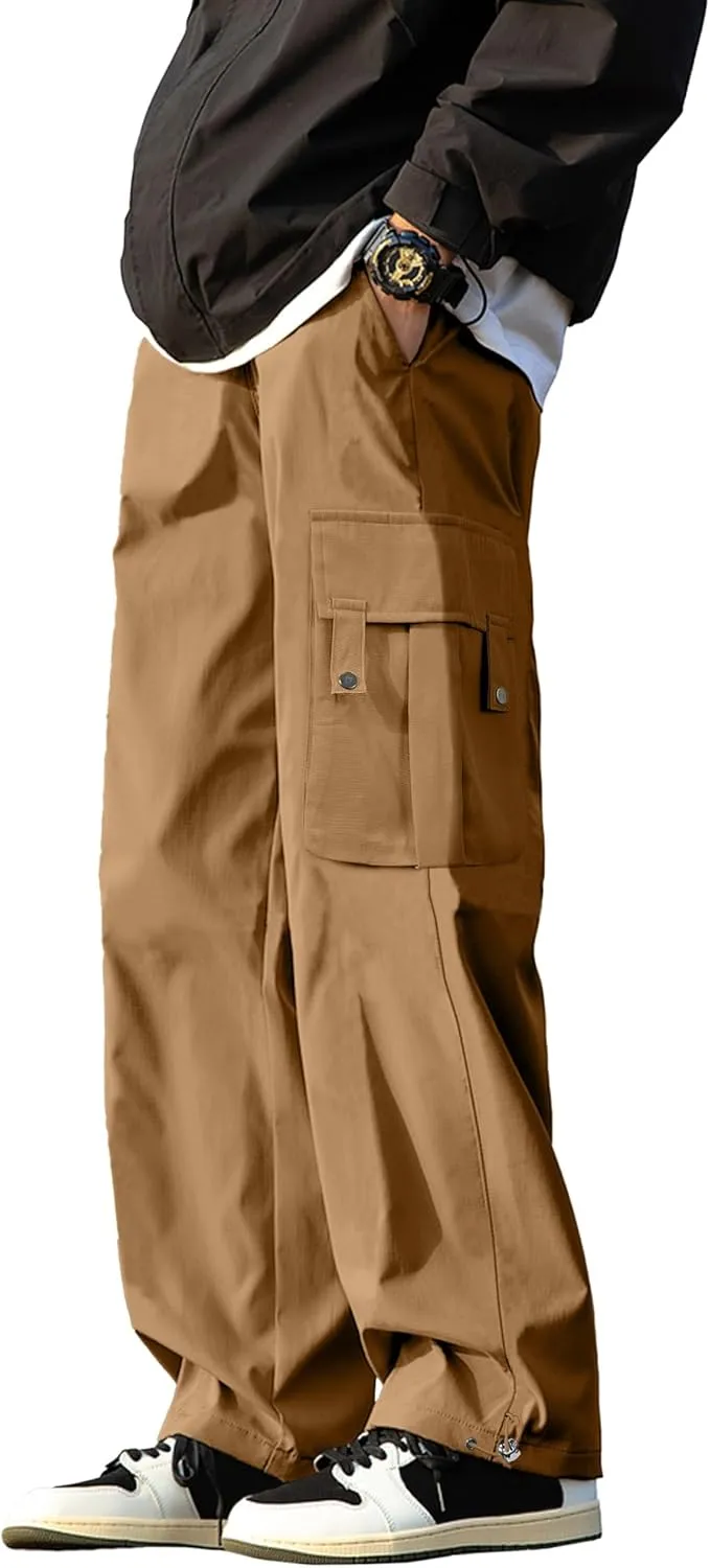 PLEPAN Men's Casual Cargo Pants Stretch Sweatpants Streetwear Trousers Hiking Drawstring Elastic Waist Workout Joggers