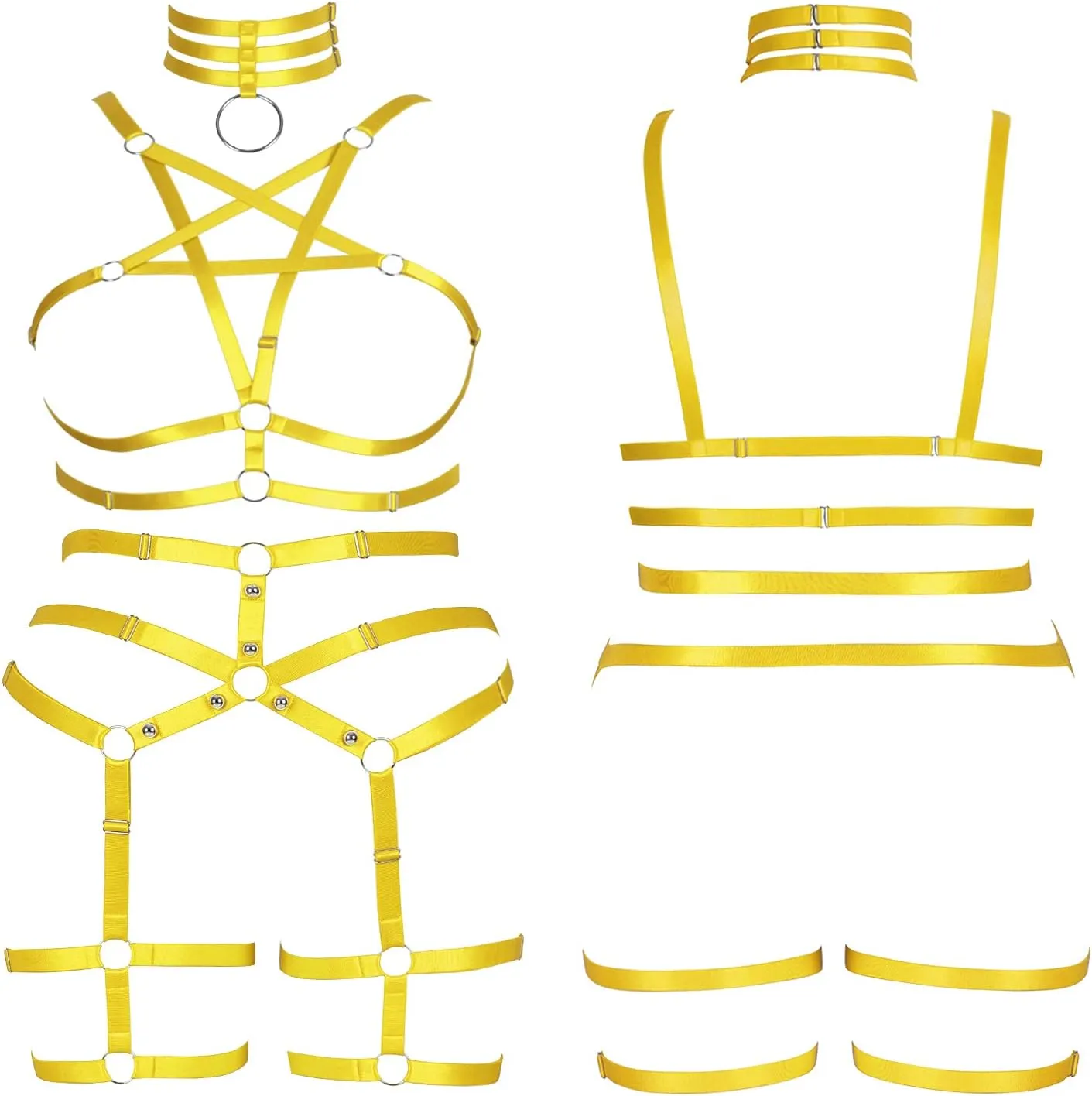 Plus Size Full Cage Body Harness Lingerie Women Bra Leg Garter Belt Punk Goth Club Party Festival Rave Clothing