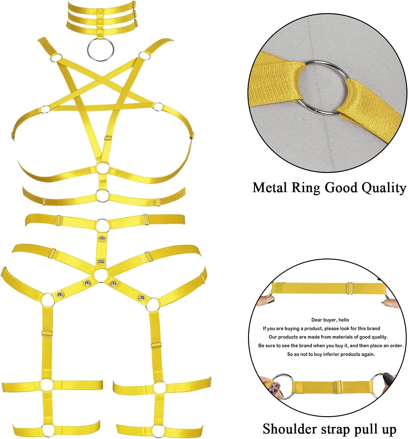 Plus Size Full Cage Body Harness Lingerie Women Bra Leg Garter Belt Punk Goth Club Party Festival Rave Clothing