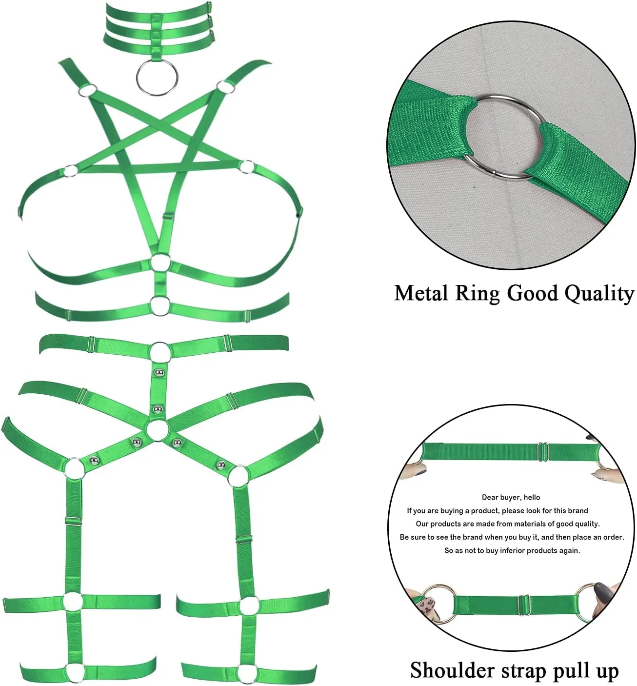 Plus Size Full Cage Body Harness Lingerie Women Bra Leg Garter Belt Punk Goth Club Party Festival Rave Clothing